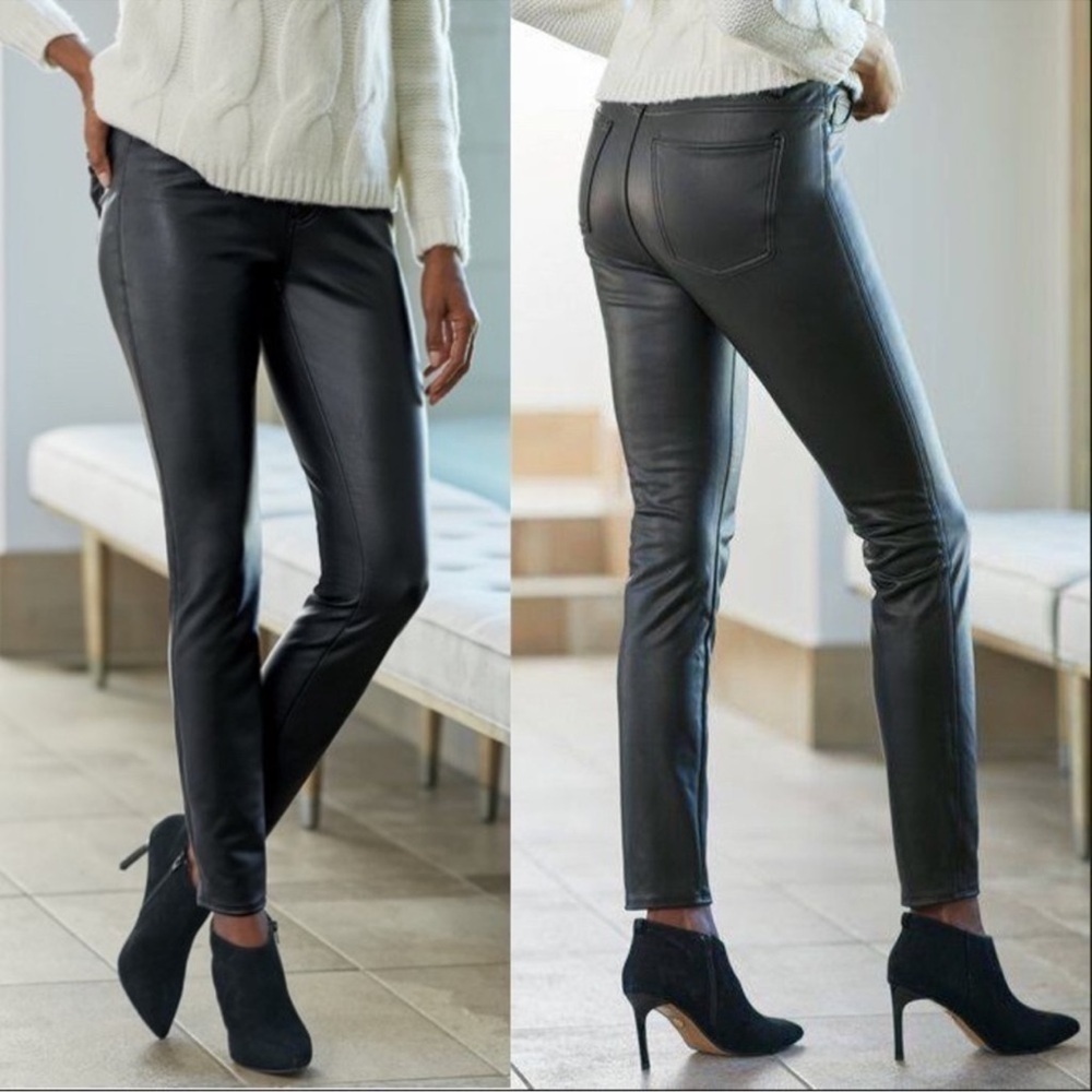Soft Surroundings Faux Leather High-Rise Skinny Pants plus Sz 16 like new black